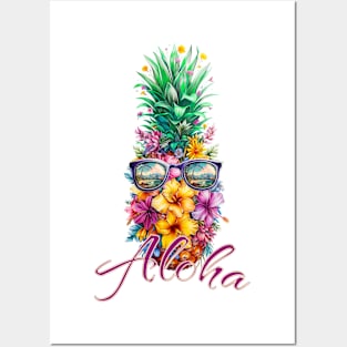 Feel The Aloha Spirit Hibiscus Hawaiian Pineapple Posters and Art